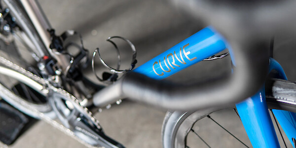 Custom paint detail on a titanium Curve Belgie bike