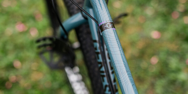 Genesis Longitude bicycle in Clean Slate blue, frame deail