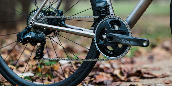 Titanium Bossi Strada road bike in a custom build, drivetrain detail
