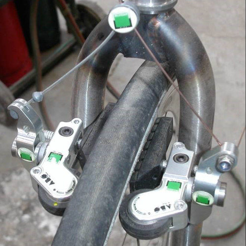A Brovedani cantilever ABS brake installed on a bicycle
