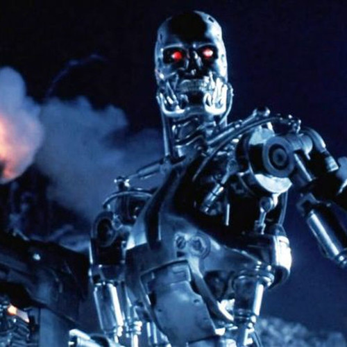 A metal skeleton robot from a well-known 90s film