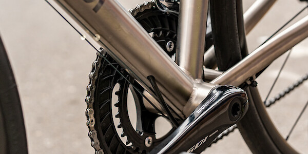Bossi Strada Classic titanium bike, bottom bracket detail