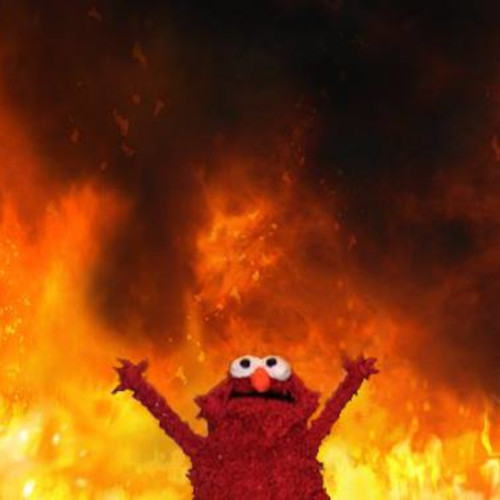 A muppet of some description throwing his/her arms up against a background of fire. You know, that 'everything's fine' meme.