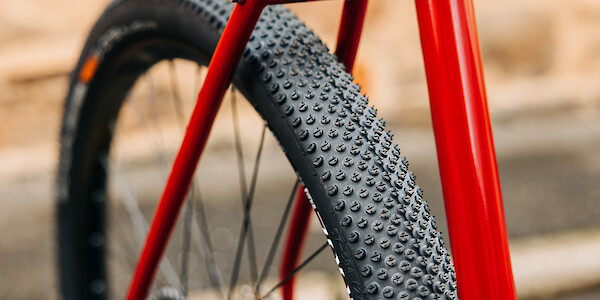 A Schwalbe G-One tyre on a custom-built Surly Midnight Special bike