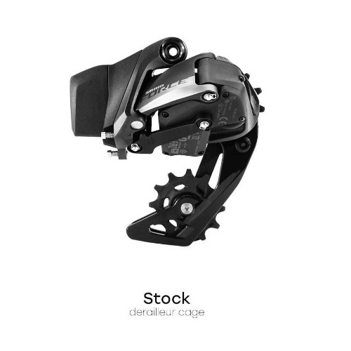 A SRAM Force rear derailleur with the stock derailleur cage