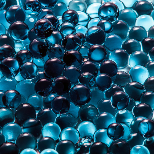Blue marbles in close-up