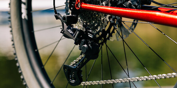 Shimano XT rear derailleur on a custom-built Esker Japhy