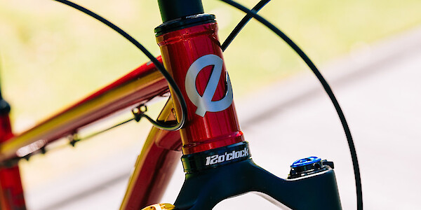 Headtube detail on a custom-built Esker Japhy bikepacking bicycle