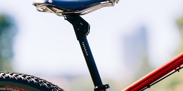 Redshift suspension seatpost fitted to a custom-built Esker Japhy bikepacking bike