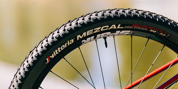 Vittoria Mezcal tyre fitted to the rear wheel of an Esker Japhy