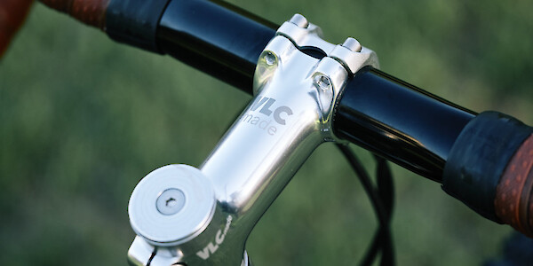Detail on a VLC headstem, part of a custom-built Veloci Roadmance steel gravel bicycle