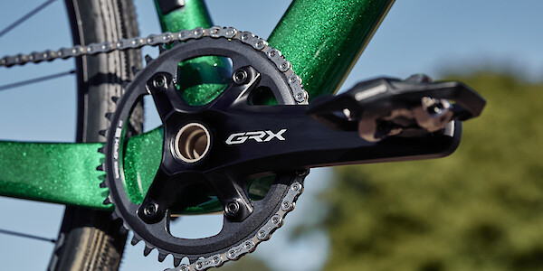 Shimano GRX crankset on a custom-built Gothic Aix gravel bike